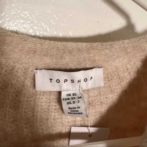 Topshop Ribbed Cropped Crew Neck Knitted Sweater Nude - Picture 10 of 12